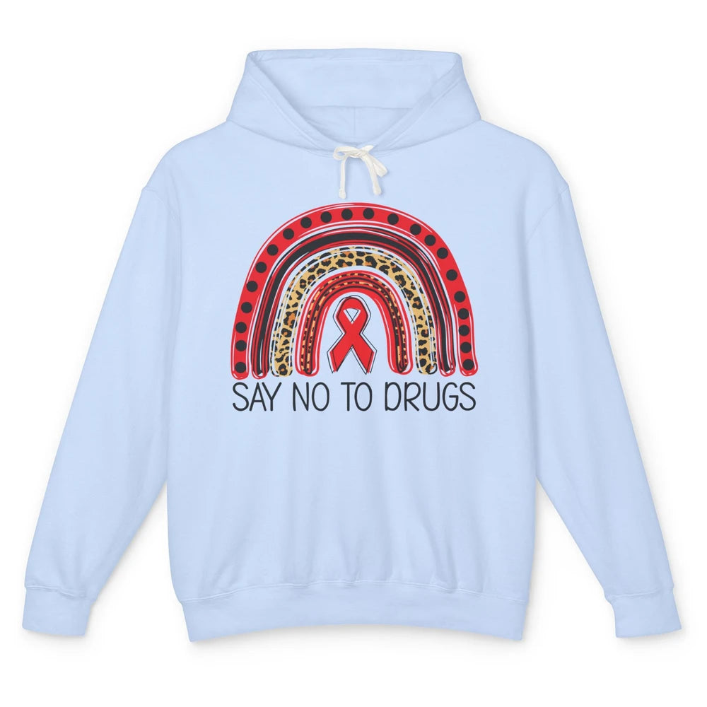 Red Ribbon Week Awareness Leopard Rainbow Say No To Drugs Unisex Lightweight Hoodie