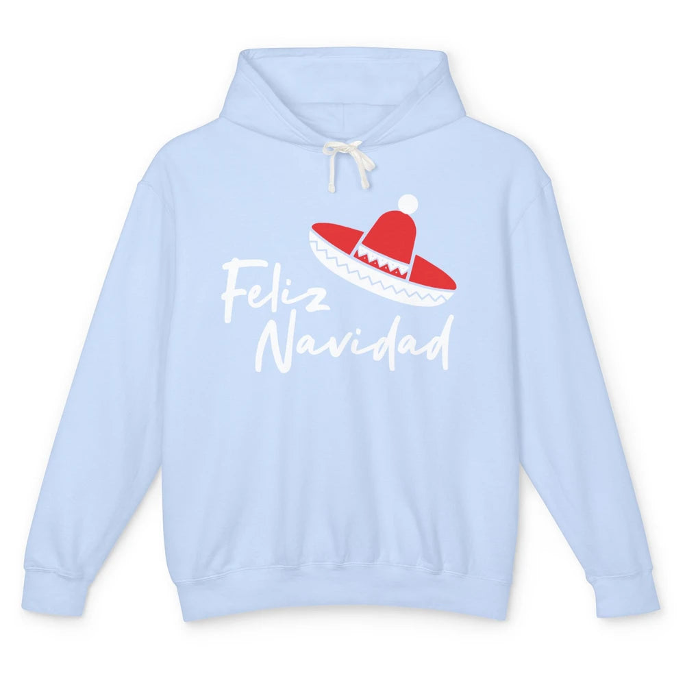 Funny Feliz Navidad Spanish Christmas Mexican Sombrero Gift Unisex Lightweight Hoodie