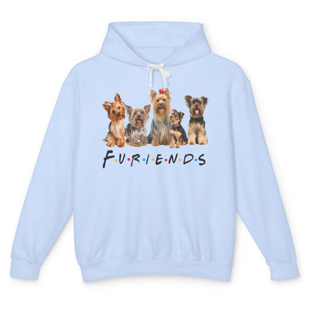 Funny Yorkie Furiends Merry Christmas Hat Yorkshire Terrier Unisex Lightweight Hoodie