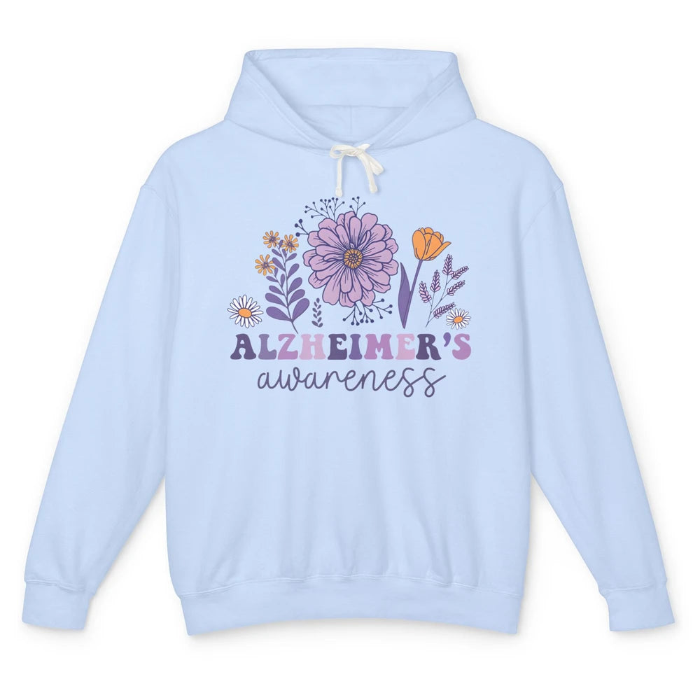 Alzheimer's Awareness Wildflower Dementia Inspirational Gift Unisex Lightweight Hoodie