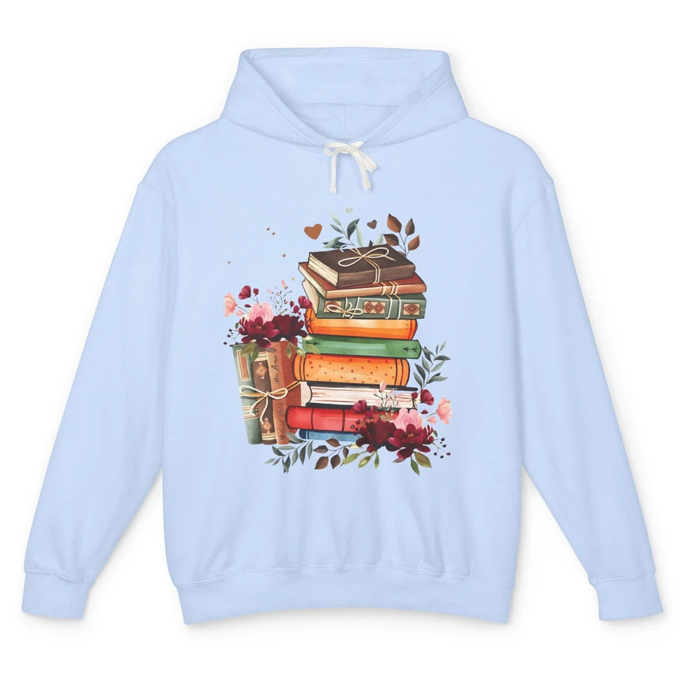 Books Floral Librarian Book Wildflower Bookworm Book Lovers Unisex Lightweight Hoodie