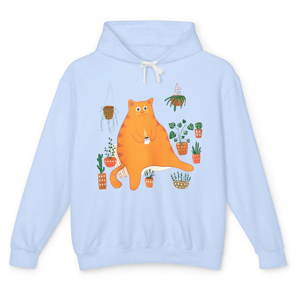 Funny Orange Cat Gardening Plants Sarcastic Kitten Gardener Unisex Lightweight Hoodie