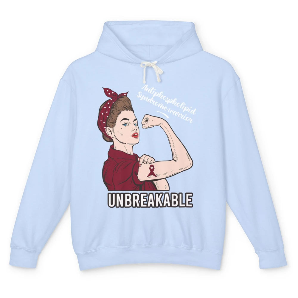 Antiphospholipid Syndrome Ribbon Strong Woman Unbreakable Unisex Lightweight Hoodie