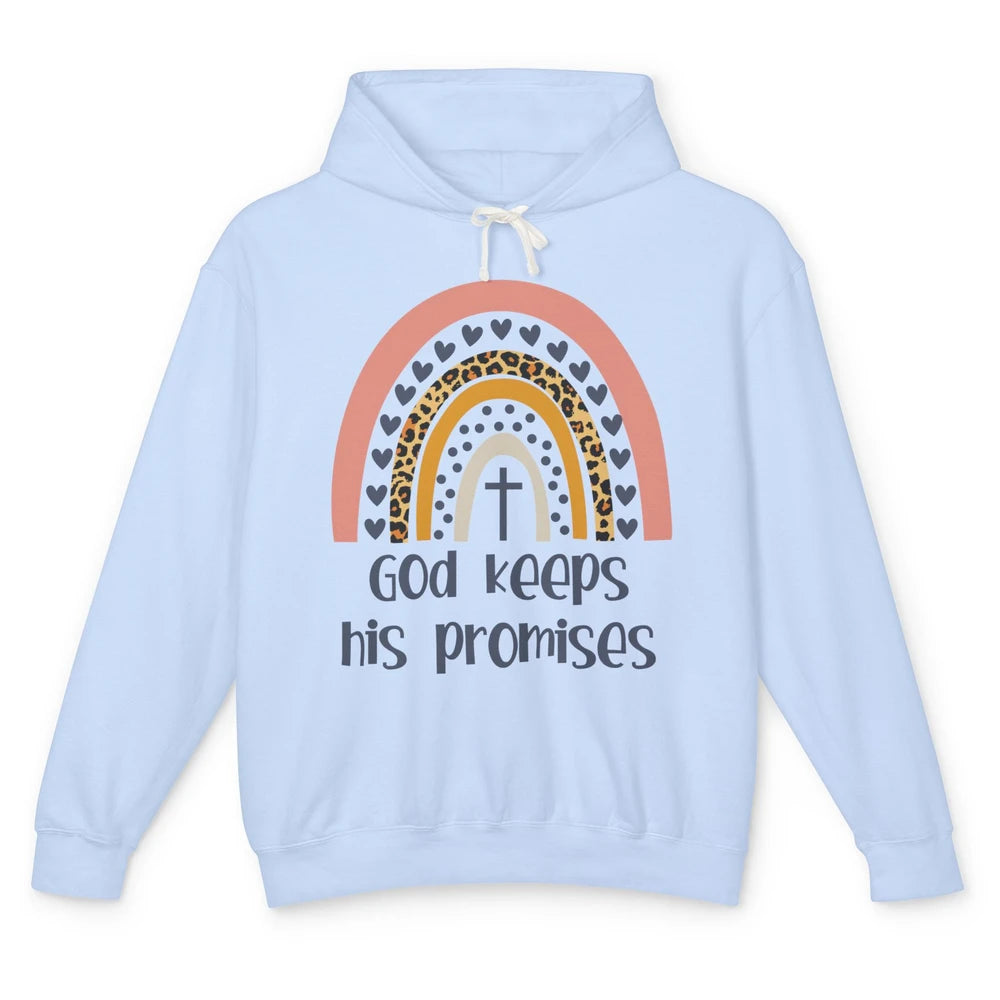 Leopard Rainbow God Keeps His Promises Christian Religious Unisex Lightweight Hoodie