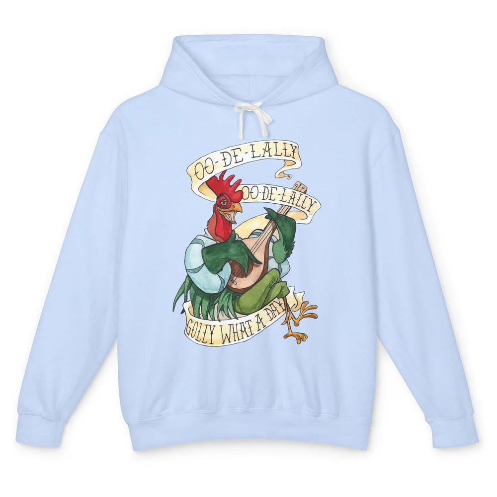 Funny Chicken Rooster Play Banjo What A Day Musician Rooster Unisex Lightweight Hoodie