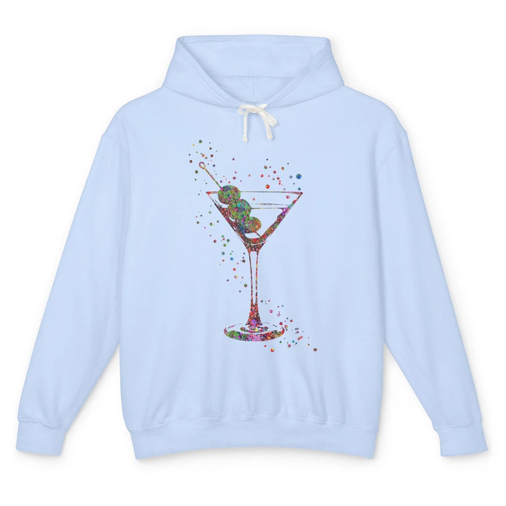 Watercolor Glass Of Martini Cocktails Wine Shot Alcoholic Unisex Lightweight Hoodie