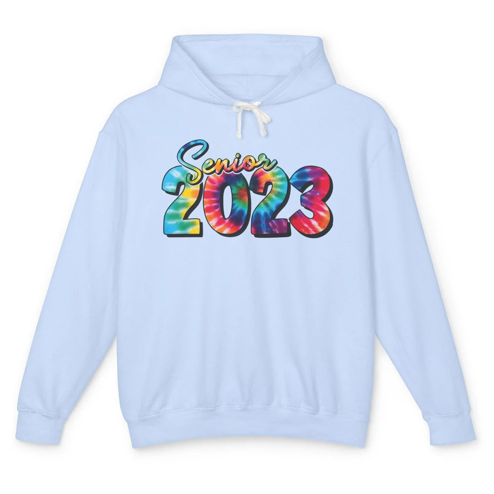 Tie Dye Senior 2023 Class Of 2023 Graduate Bachelor Hat Gift Unisex Lightweight Hoodie