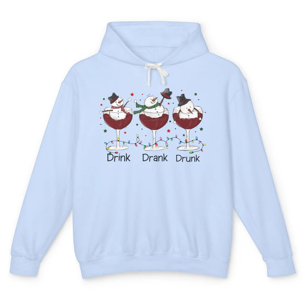 Funny Snowman Wine Christmas Drink Drank Drunk Christmas Unisex Lightweight Hoodie