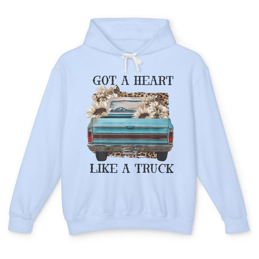 Got Heart Like Truck Sunflower Leopard Western Country Farm Unisex Lightweight Hoodie