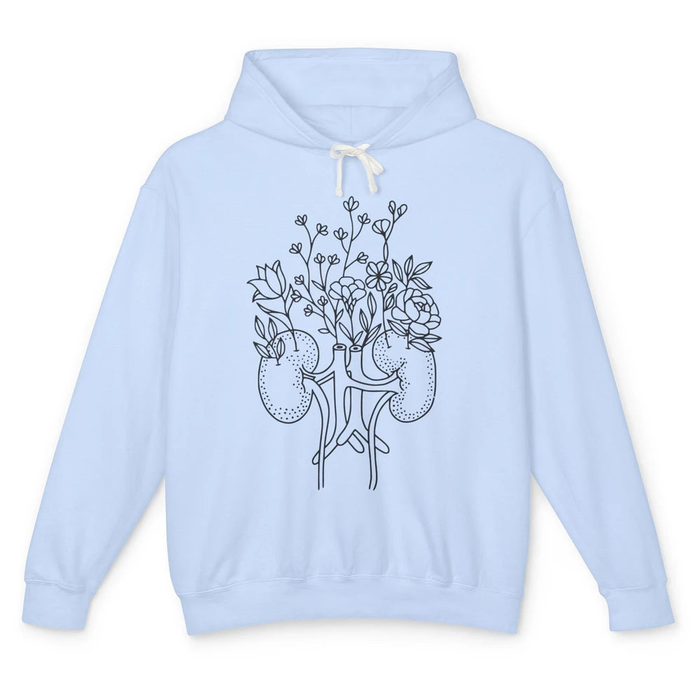 Floral Kidney Anatomy Two Kidneys Human Body Anatomy Unisex Lightweight Hoodie