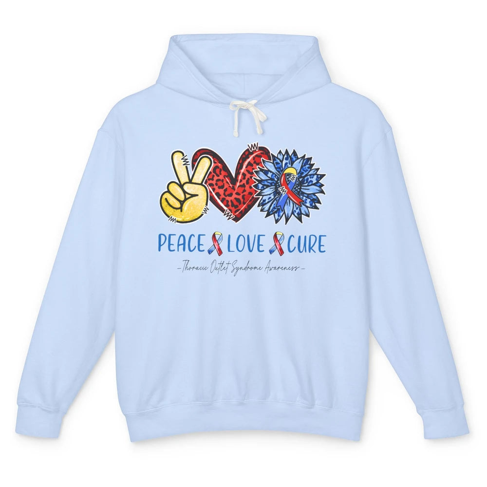 Thoracic Outlet Syndrome Awareness Peace Love Cure Sunflower Unisex Lightweight Hoodie