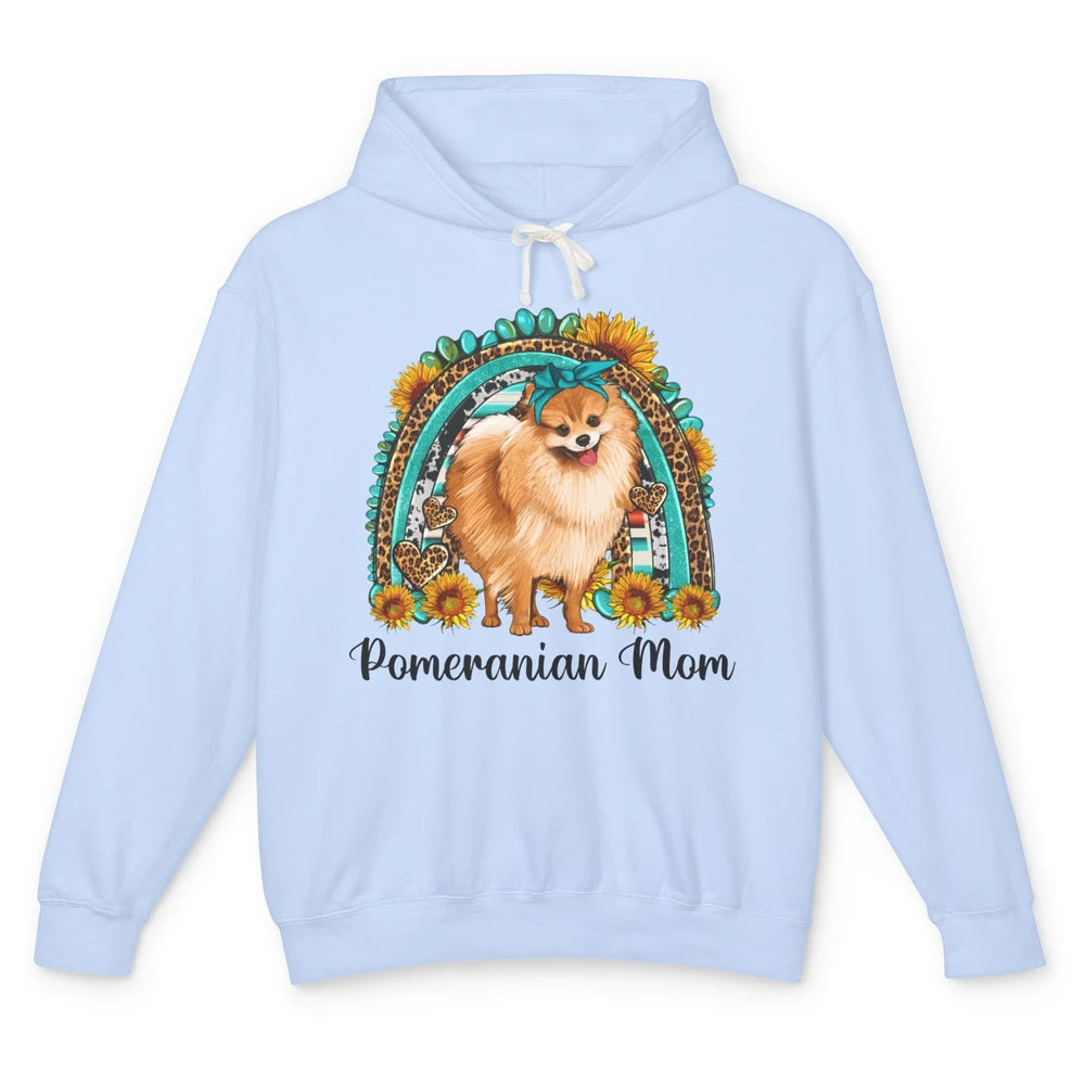 Sunflower Leopard Pomeranian Mom Rainbow Gemstone Western Unisex Lightweight Hoodie