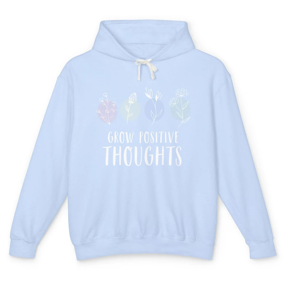 Retro Grow Positive Thoughts Vintage Wildflowers Happy Mind Unisex Lightweight Hoodie