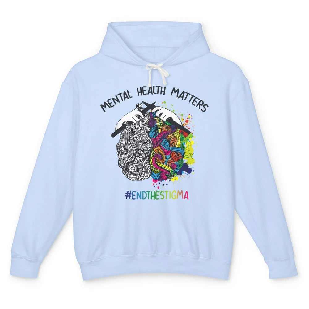 Brain Knitting Mental Health Matters Awareness Crochet Quilt Unisex Lightweight Hoodie