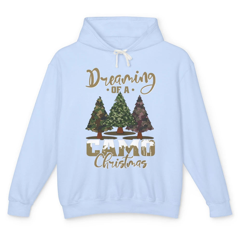 Christmas Tree Dreaming Of A Camo Christmas Veteran Gift Unisex Lightweight Hoodie