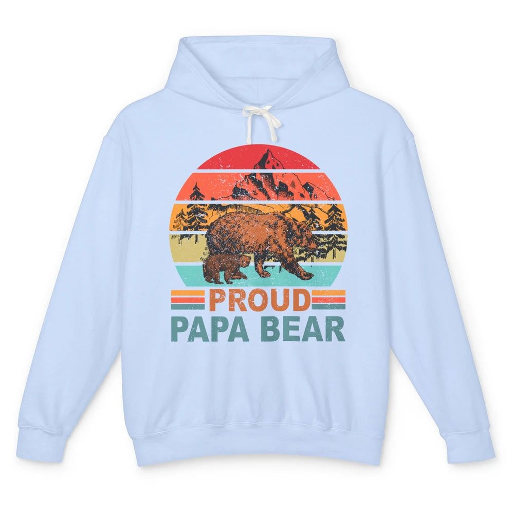 Vintage Mountain Proud Papa Bear Baby Bear Fathers Day Unisex Lightweight Hoodie