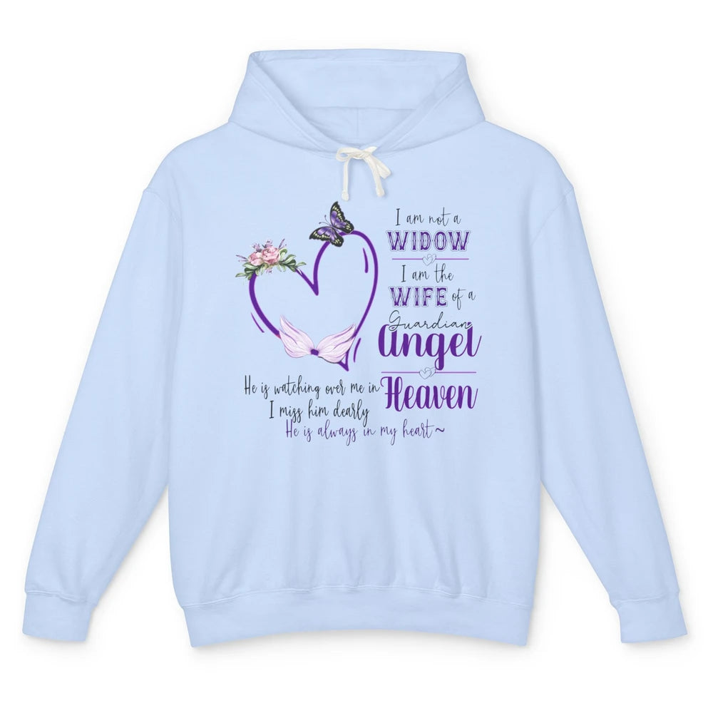 Husband In Heaven I'm Not A Widow Guardian Angel Memorial Unisex Lightweight Hoodie