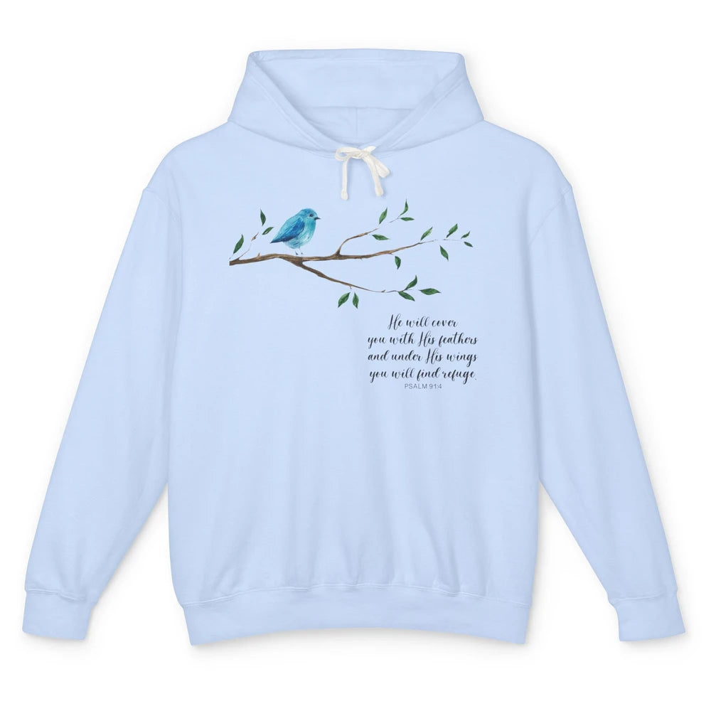 Christian God Cover You With His Feathers Bible Religious Unisex Lightweight Hoodie