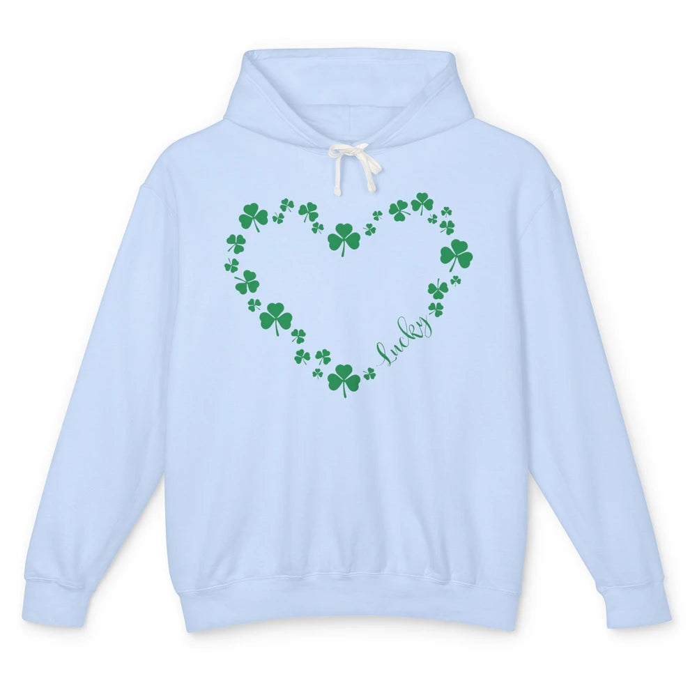 St Patricks Day Shamrock Heart Lucky St Paddy Irish Holiday Unisex Lightweight Hoodie