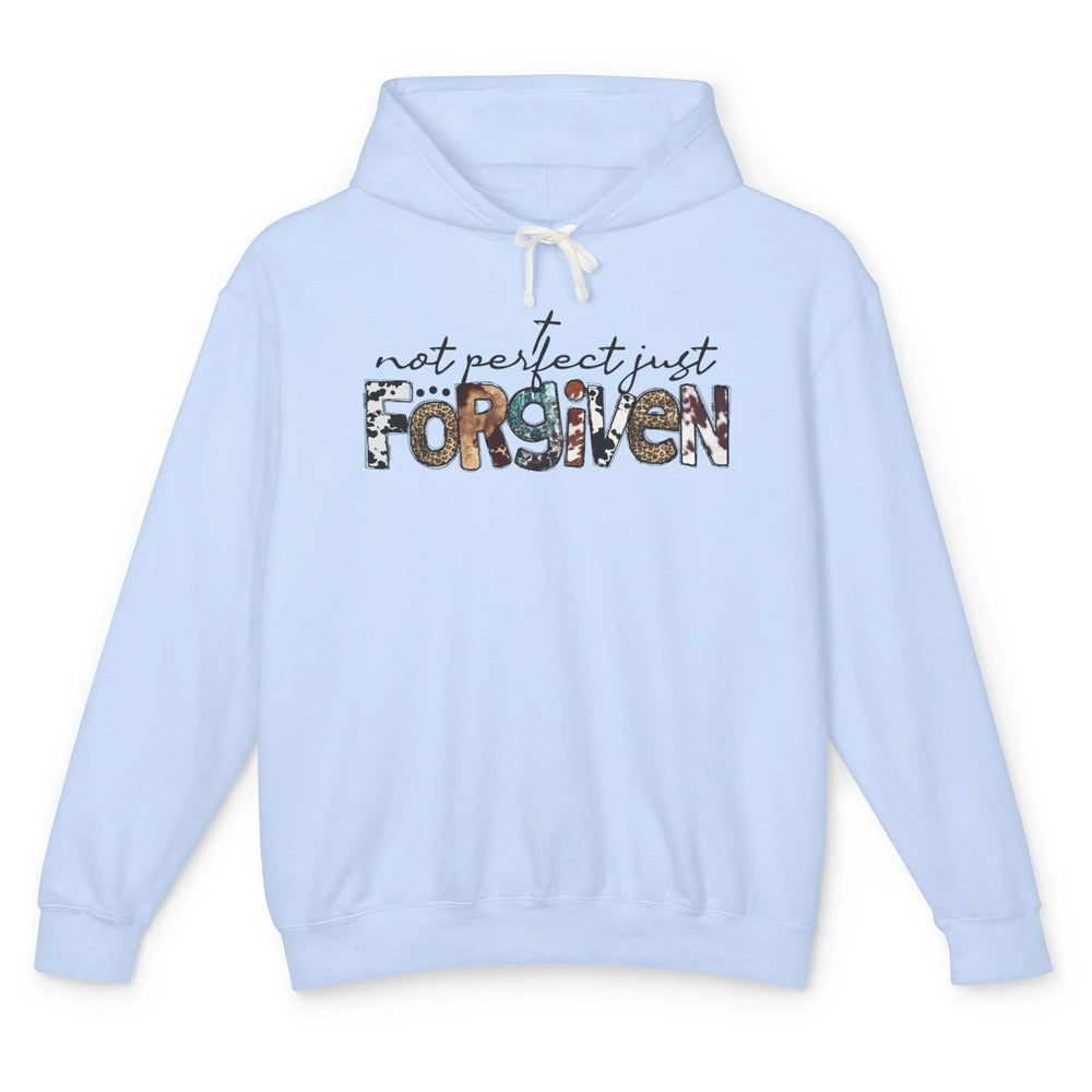 Leopard Not Perfect Just Forgiven Christian Western Country Unisex Lightweight Hoodie