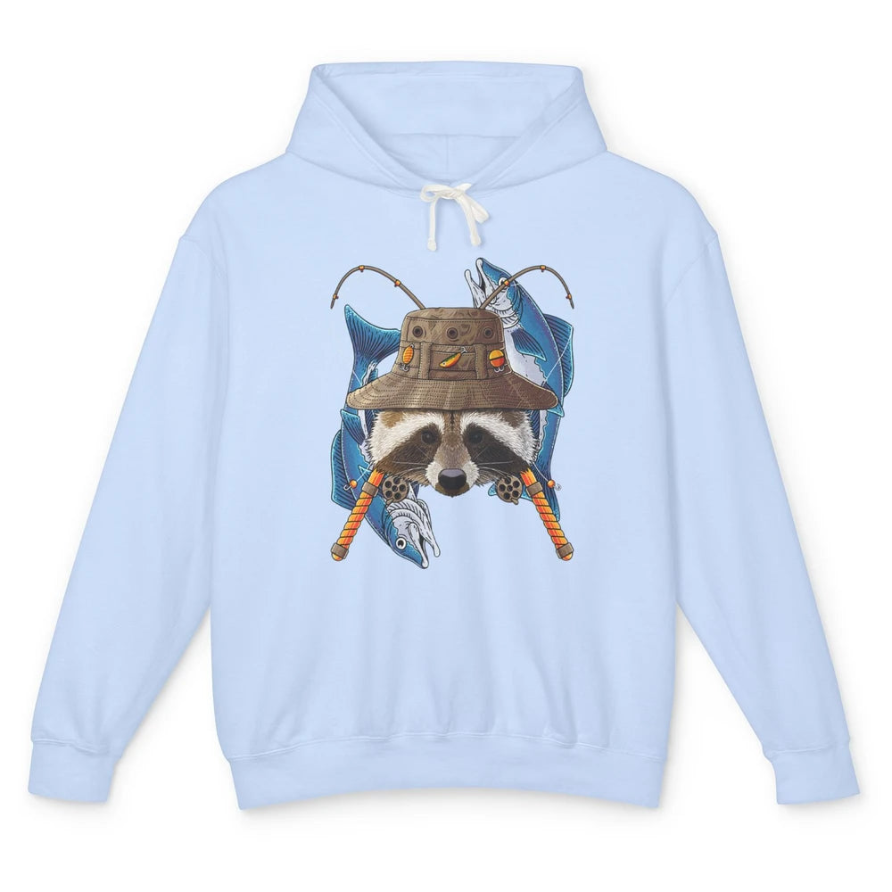 Fishing Raccoon Outdoor Fisherman Animal Vintage Fish Reels Unisex Lightweight Hoodie