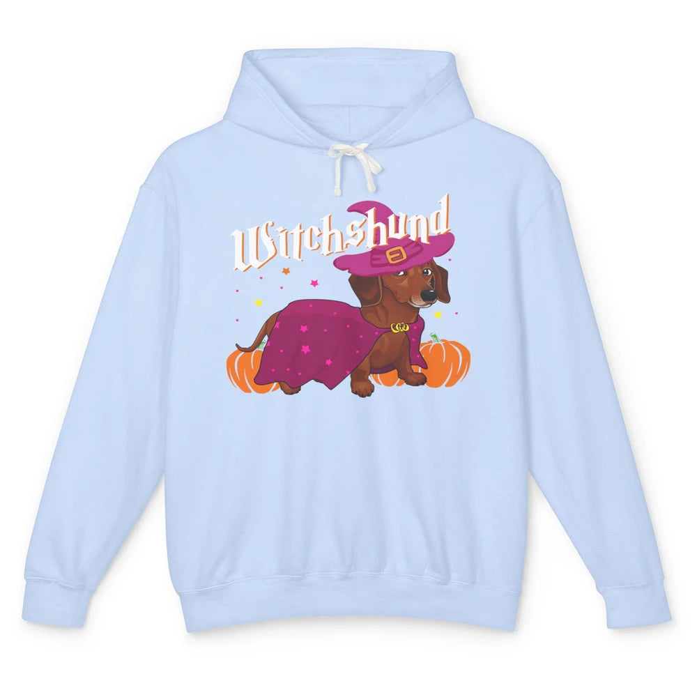 Dachshund Dog Witch Boo Moon Pumpkin Halloween Spooky Season Unisex Lightweight Hoodie