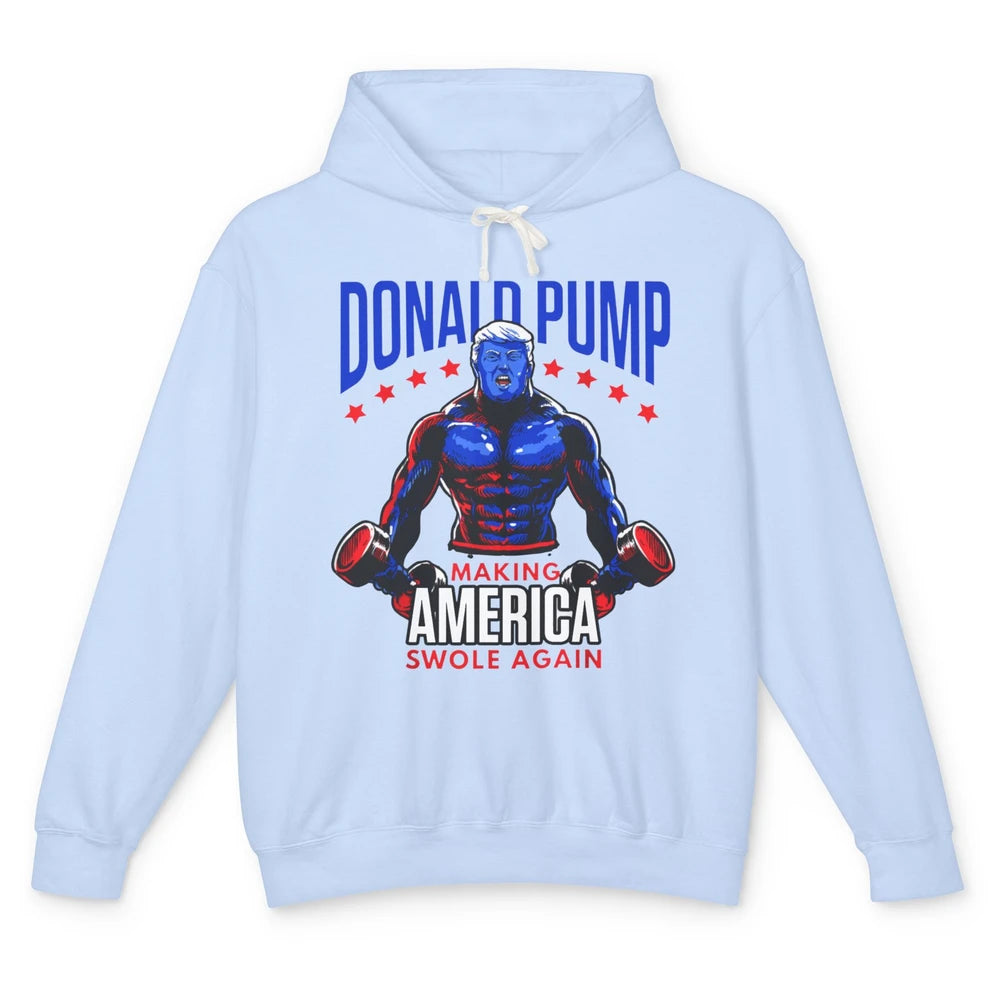 Funny Donald Pump Make America Swole Again Trump 2024 Return Unisex Lightweight Hoodie