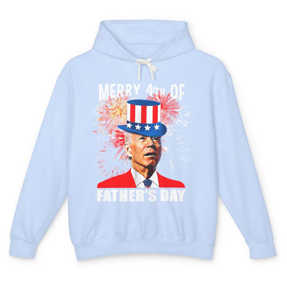 Funny Joe Biden Merry 4th Of Father's Day Fireworks Anti Joe Unisex Lightweight Hoodie