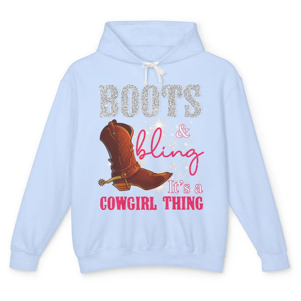 Western Country Cowgirl Thing Boots Bling Women Rodeo Cowboy Unisex Lightweight Hoodie