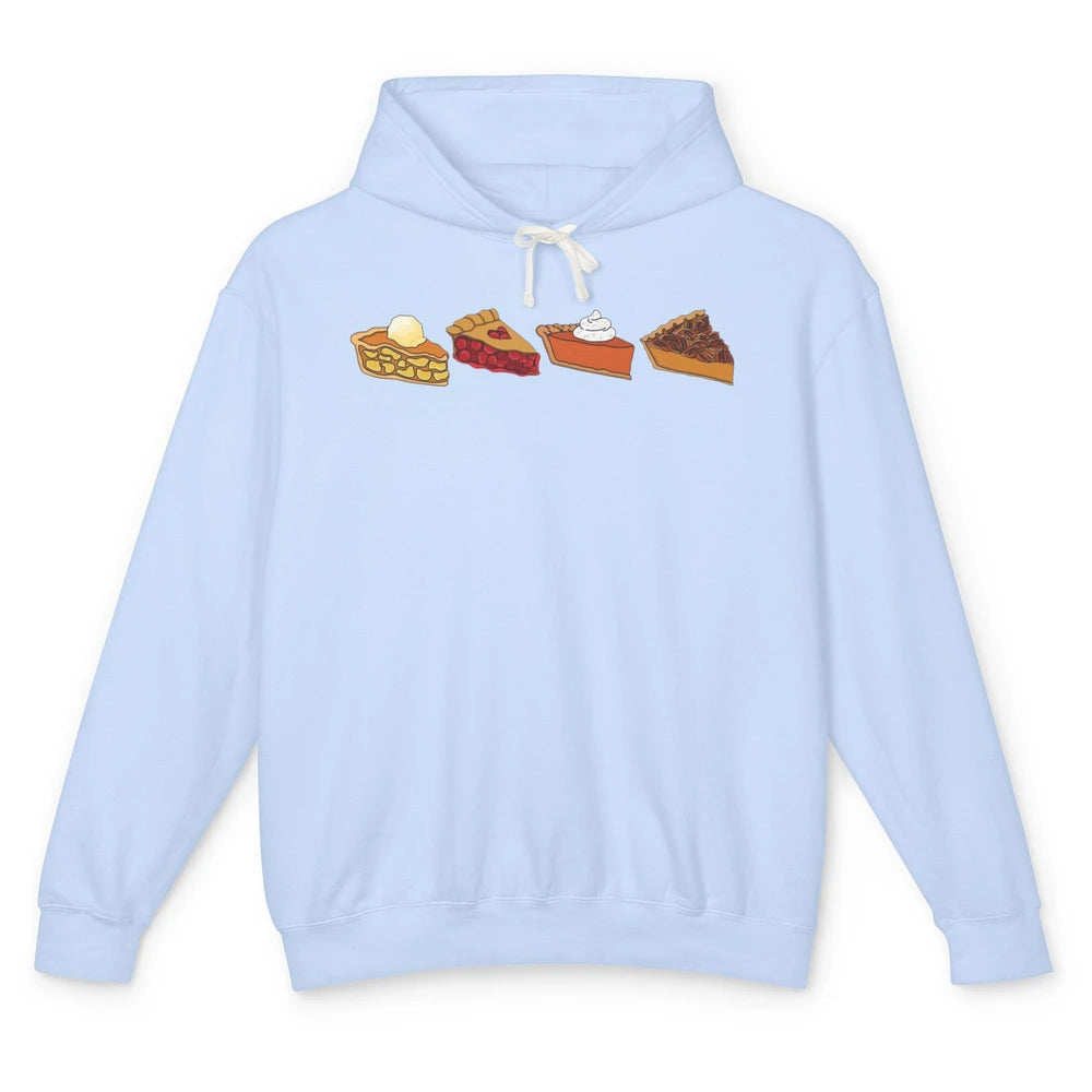 Retro Thanksgiving Pies Pumpkin Pie Pecan Pie Apple Pie Fall Unisex Lightweight Hoodie