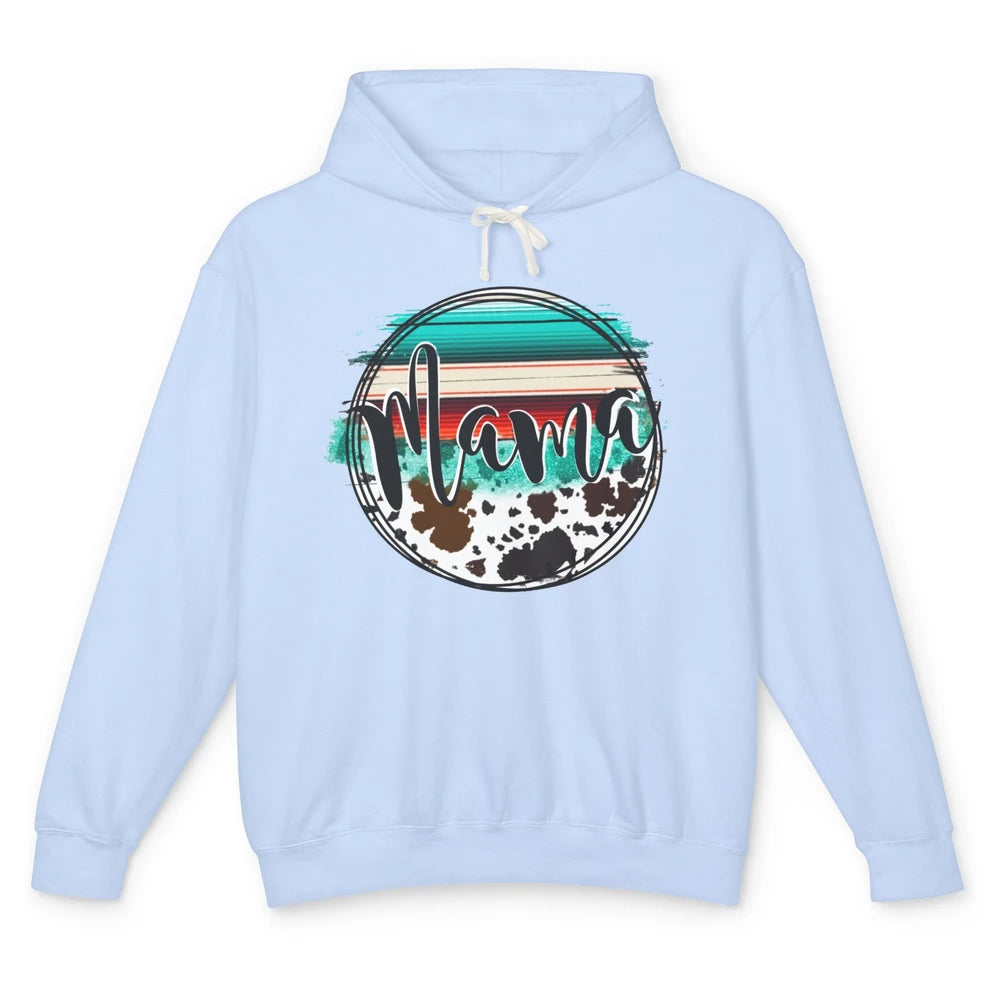 Western Country Boho Mama Cowhide Turquoise Western Mama Unisex Lightweight Hoodie