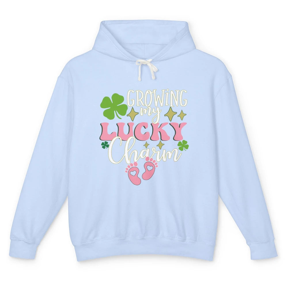 Growing Lucky Charm St Patricks Day Pregnancy Gender Reveal Unisex Lightweight Hoodie