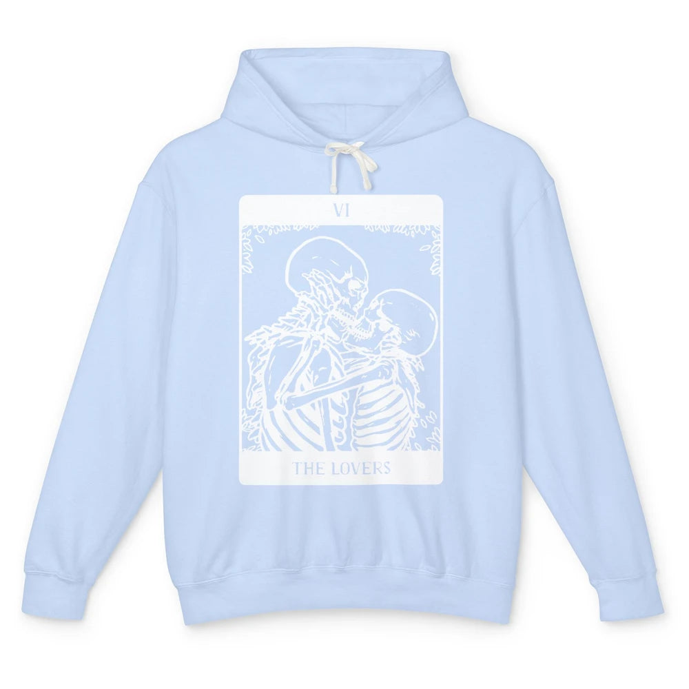 Funny Skeleton Couple The Lovers Tarot Card Valentines Day Unisex Lightweight Hoodie