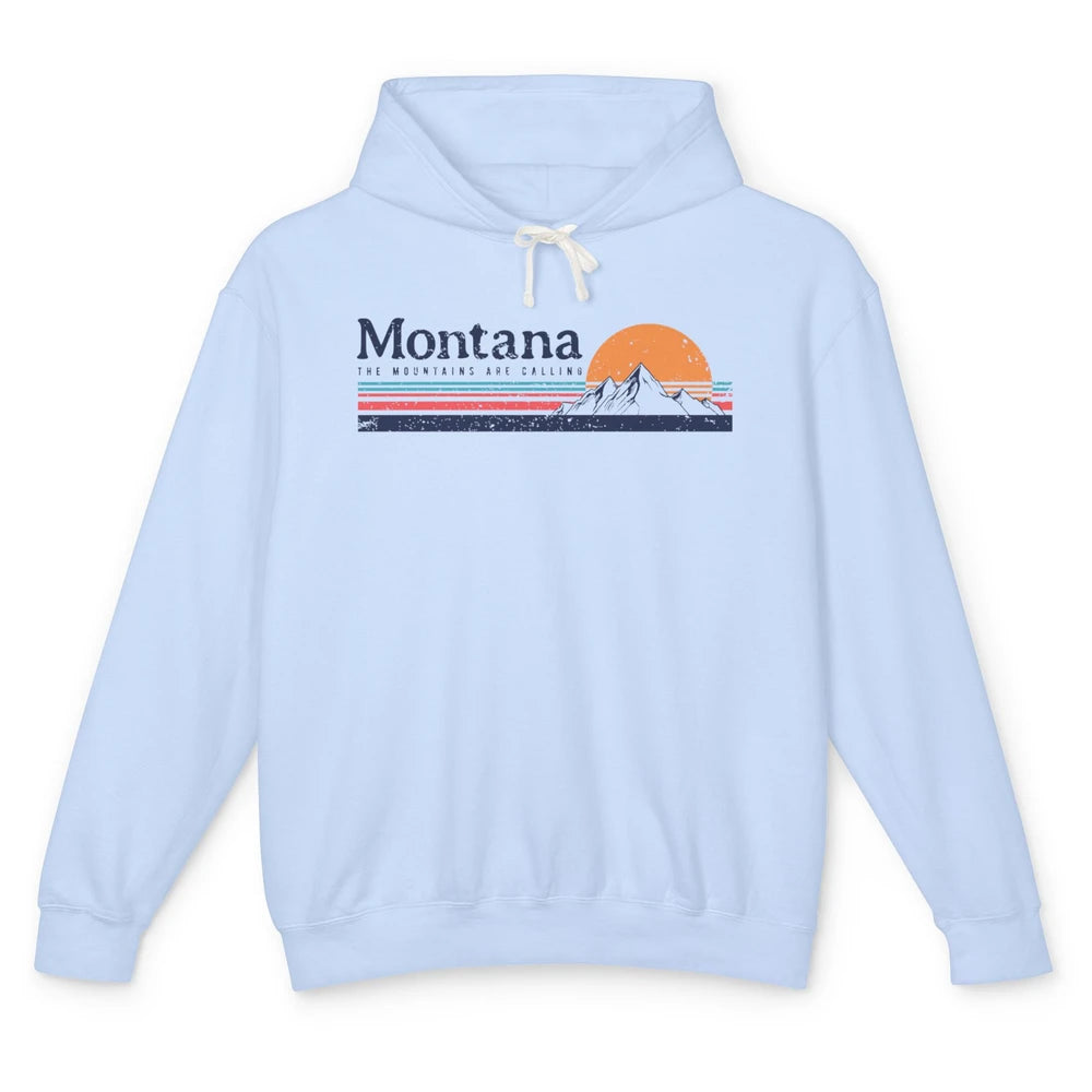 Vintage Montana Mountains Are Calling Camping Hiking Outdoor Unisex Lightweight Hoodie