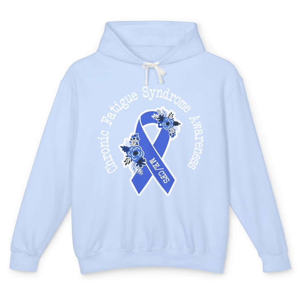 ME/CFS Chronic Fatigue Syndrome Awareness Floral Blue Ribbon Unisex Lightweight Hoodie