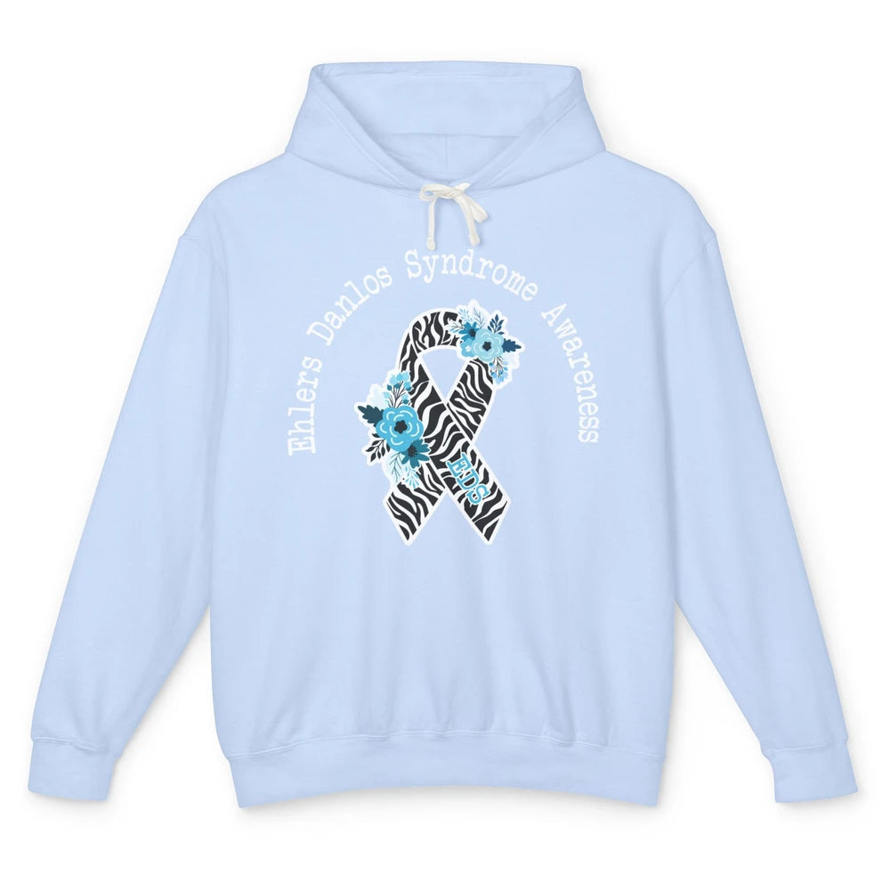 Ehlers Danlos Syndrome Awareness EDS Zibra Ribbon Rainbow Unisex Lightweight Hoodie