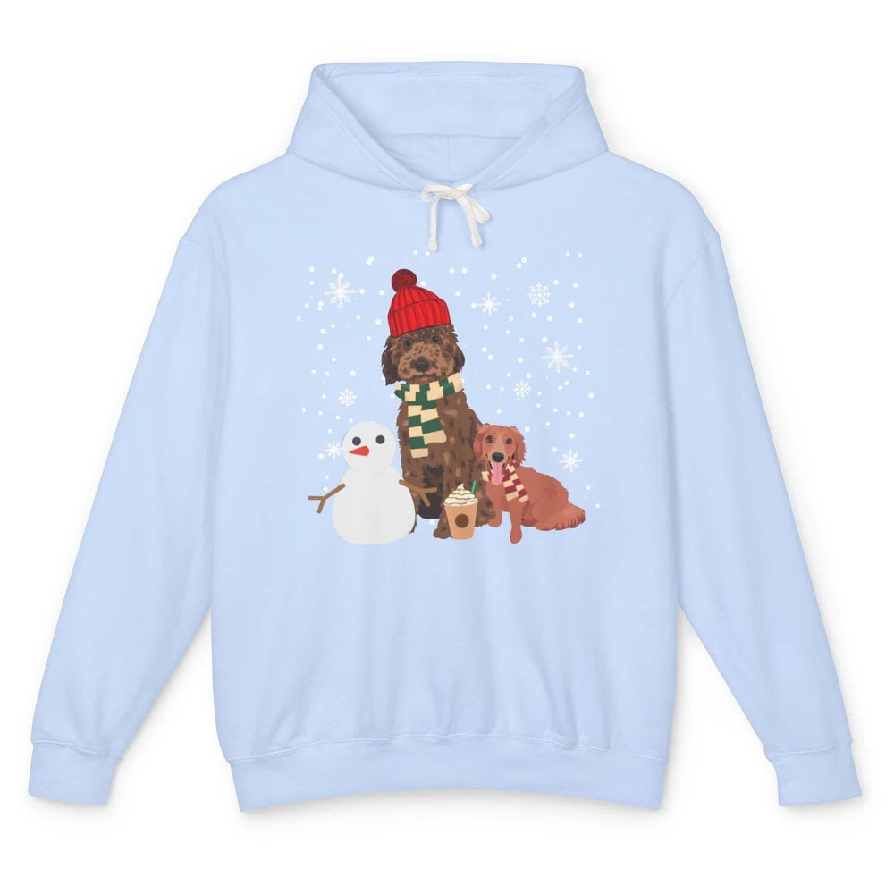 Christmas Goldendoodle Winter Dog Snowman Doodle Xmas Gift Unisex Lightweight Hoodie