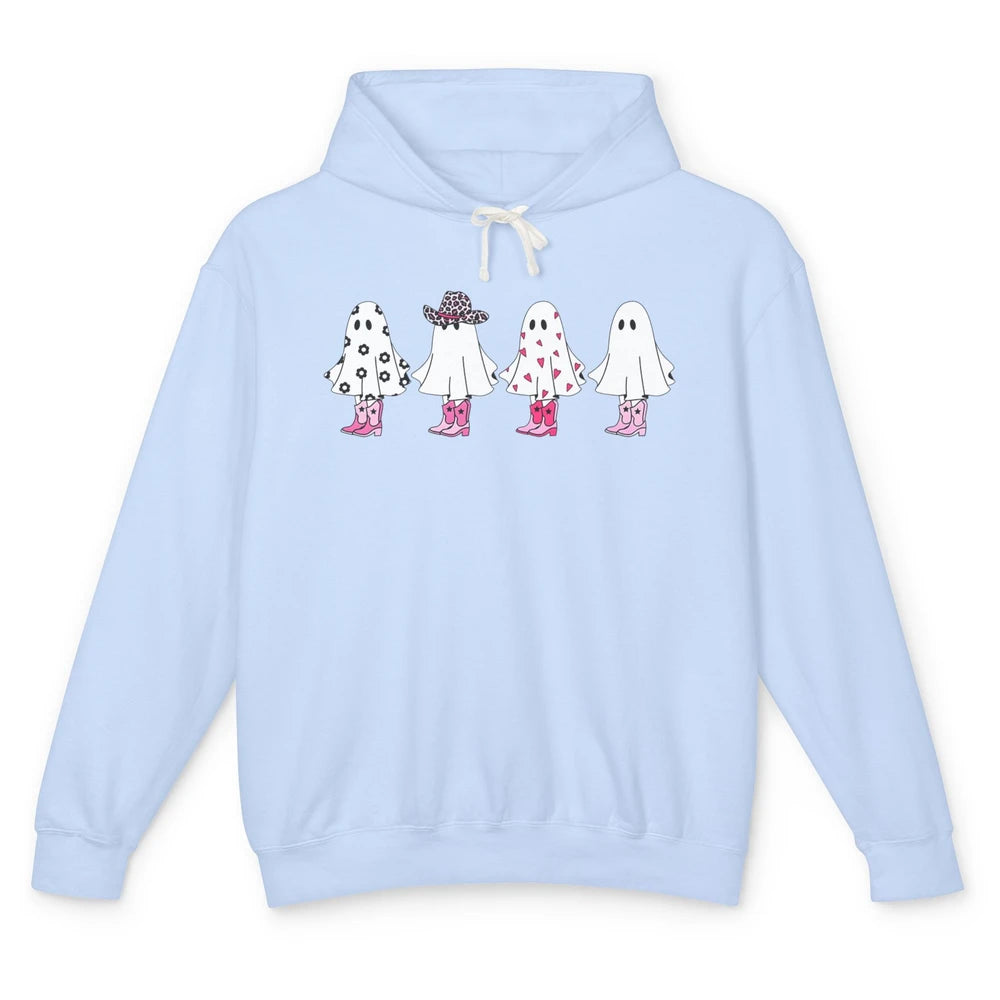 Cute Pink Cowboy Ghost Spooky Boo Daisy Western Halloween Unisex Lightweight Hoodie