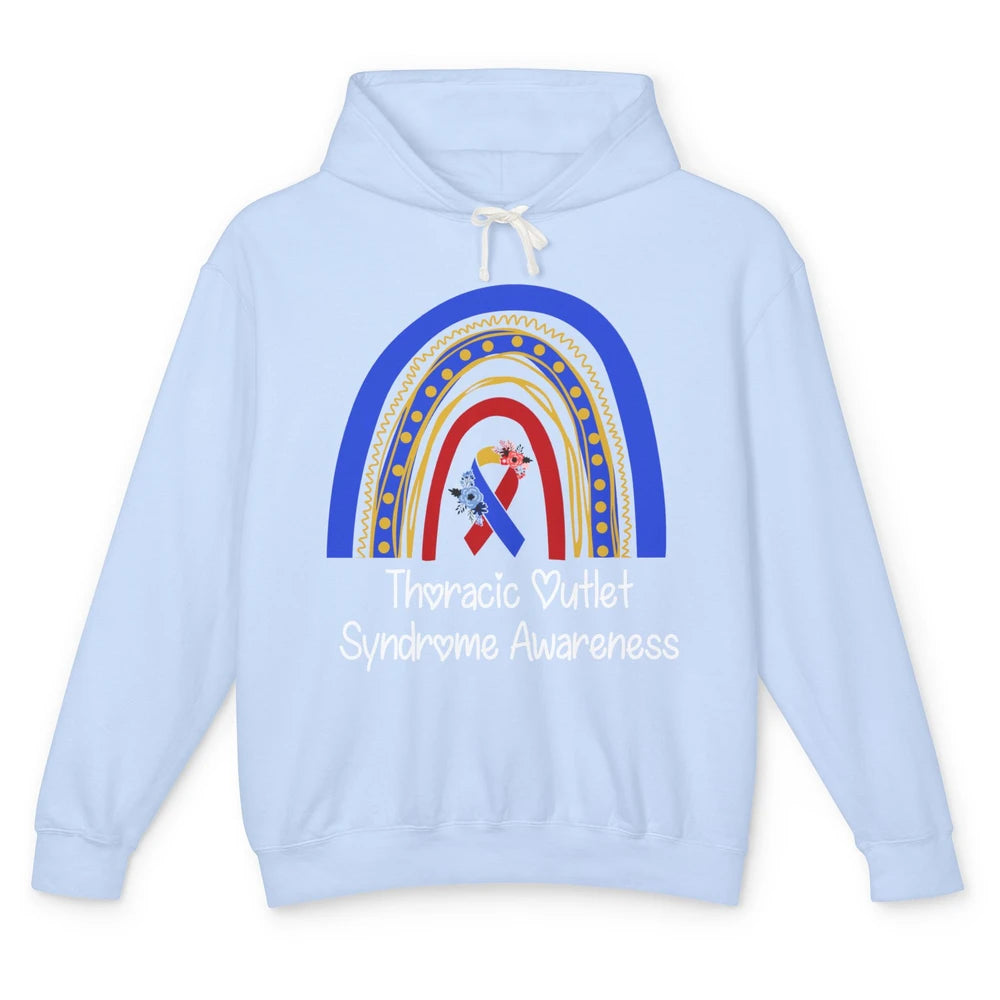 Thoracic Outlet Syndrome Awareness Floral Blue Red Rainbow Unisex Lightweight Hoodie