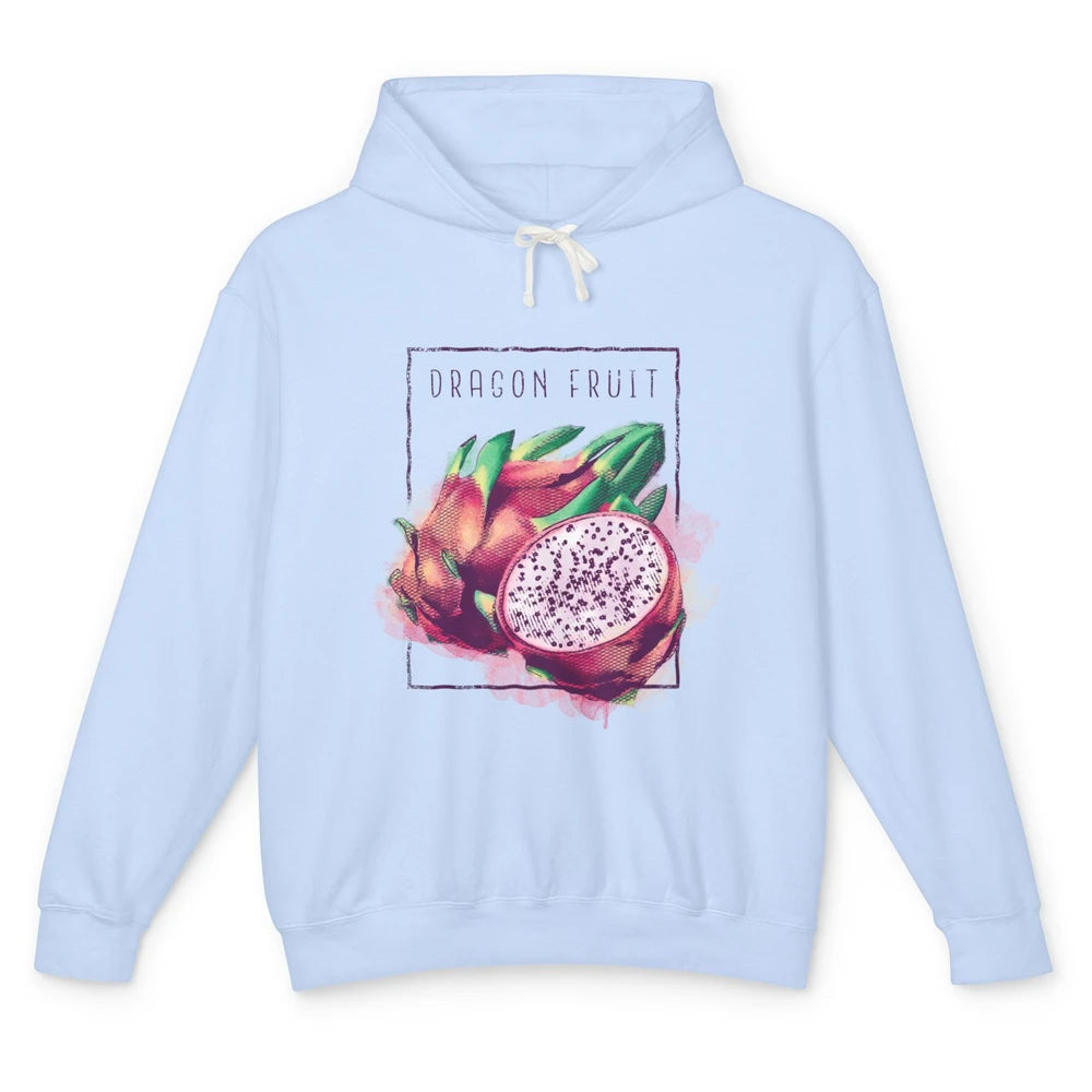 Watercolor Dragonfruit Tropical Paradise Summer Vegan Fruit Unisex Lightweight Hoodie