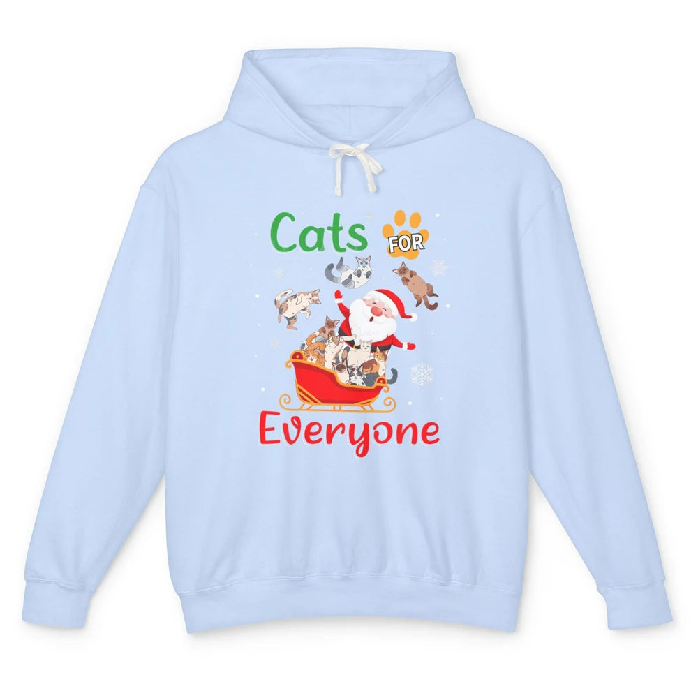 Merry Christmas Cats For Everybody Reindeer Xmas Santa Claus Unisex Lightweight Hoodie