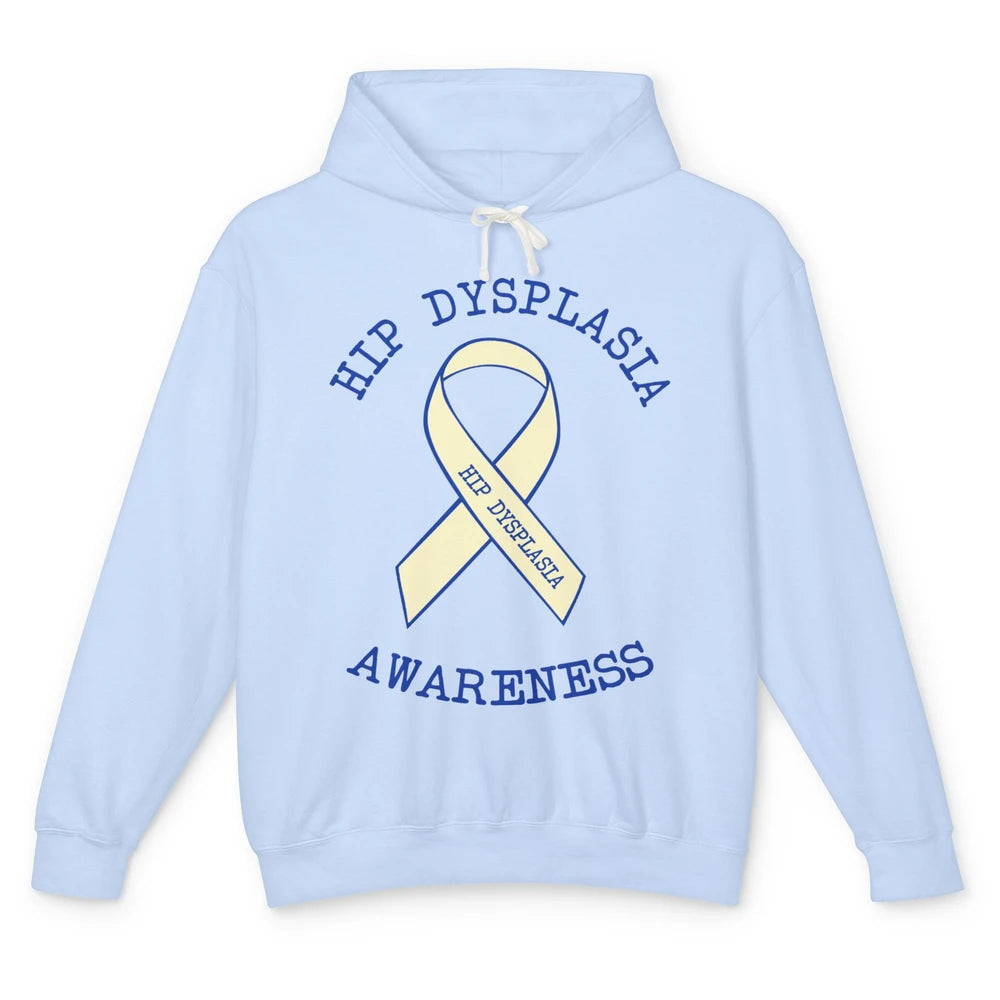 Hip Dysplasia Awareness Floral Blue White Ribbon DDH Unisex Lightweight Hoodie