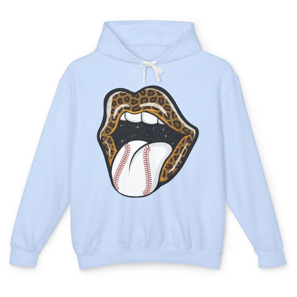 Baseball Lovers Leopard Lips Baseball Players Gift Unisex Lightweight Hoodie