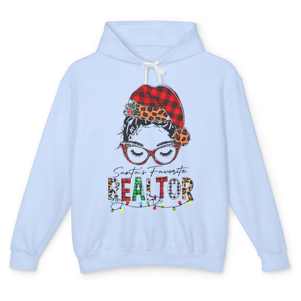 Merry Christmas Xmas Santa Messy Hair Realtor Real Estate Unisex Lightweight Hoodie