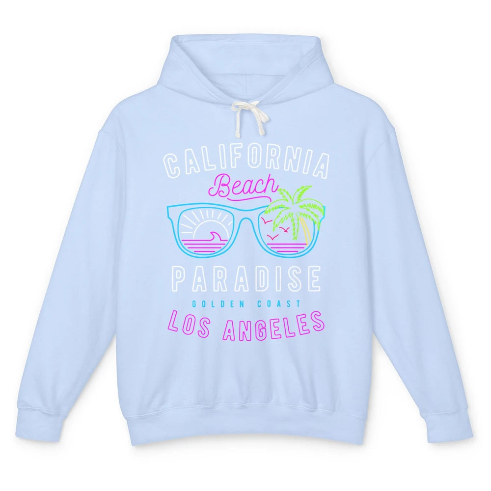 California Beach Paradise Los Angeles Golden Coast Neon 80s Unisex Lightweight Hoodie