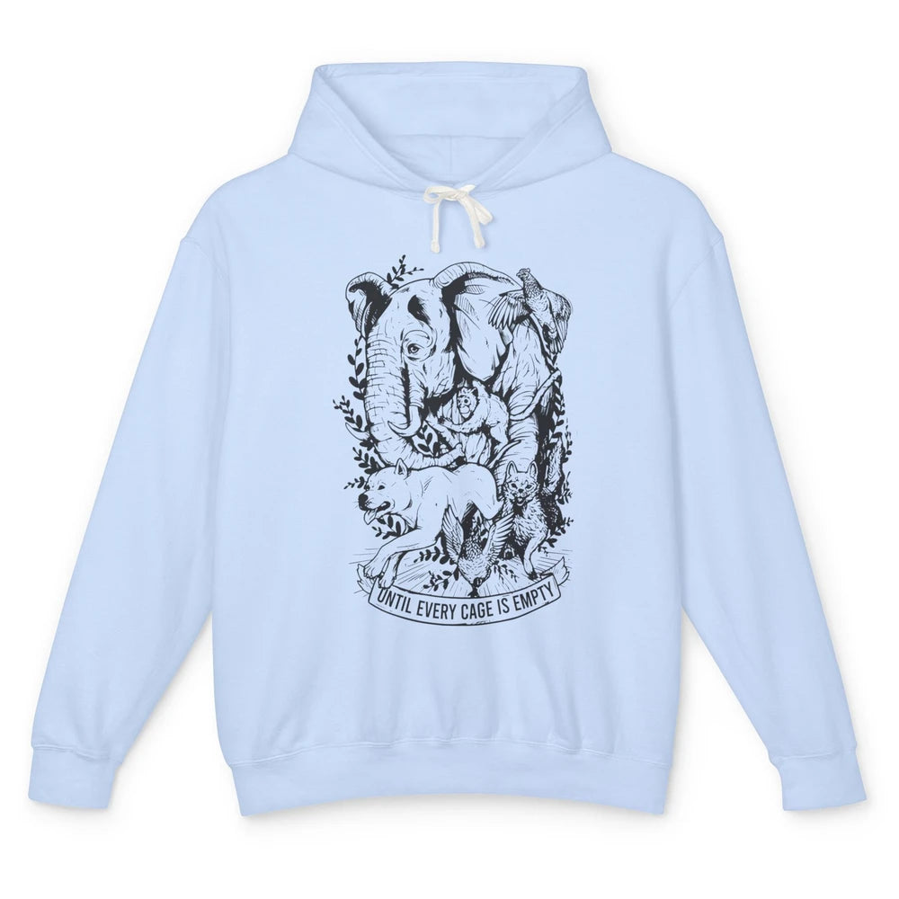 Until Every Cage Empty Farm Animal Rights Vegan Vegetarian Unisex Lightweight Hoodie