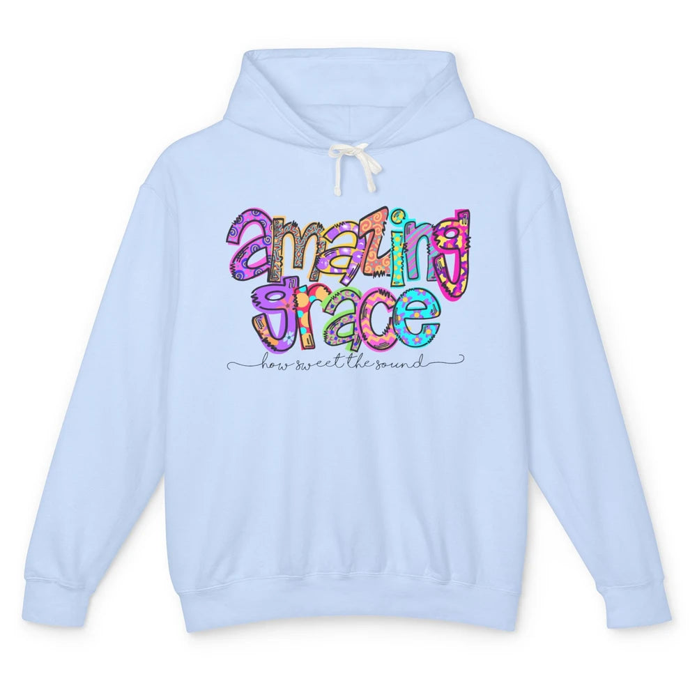 Leopard Amazing Grace How Sweet The Sound Christian Western Unisex Lightweight Hoodie