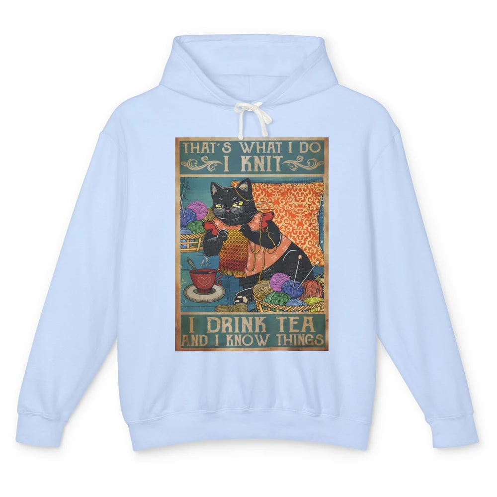 I Crochet So I Dont Choke People Cute Black Cat Knit Vintage Unisex Lightweight Hoodie