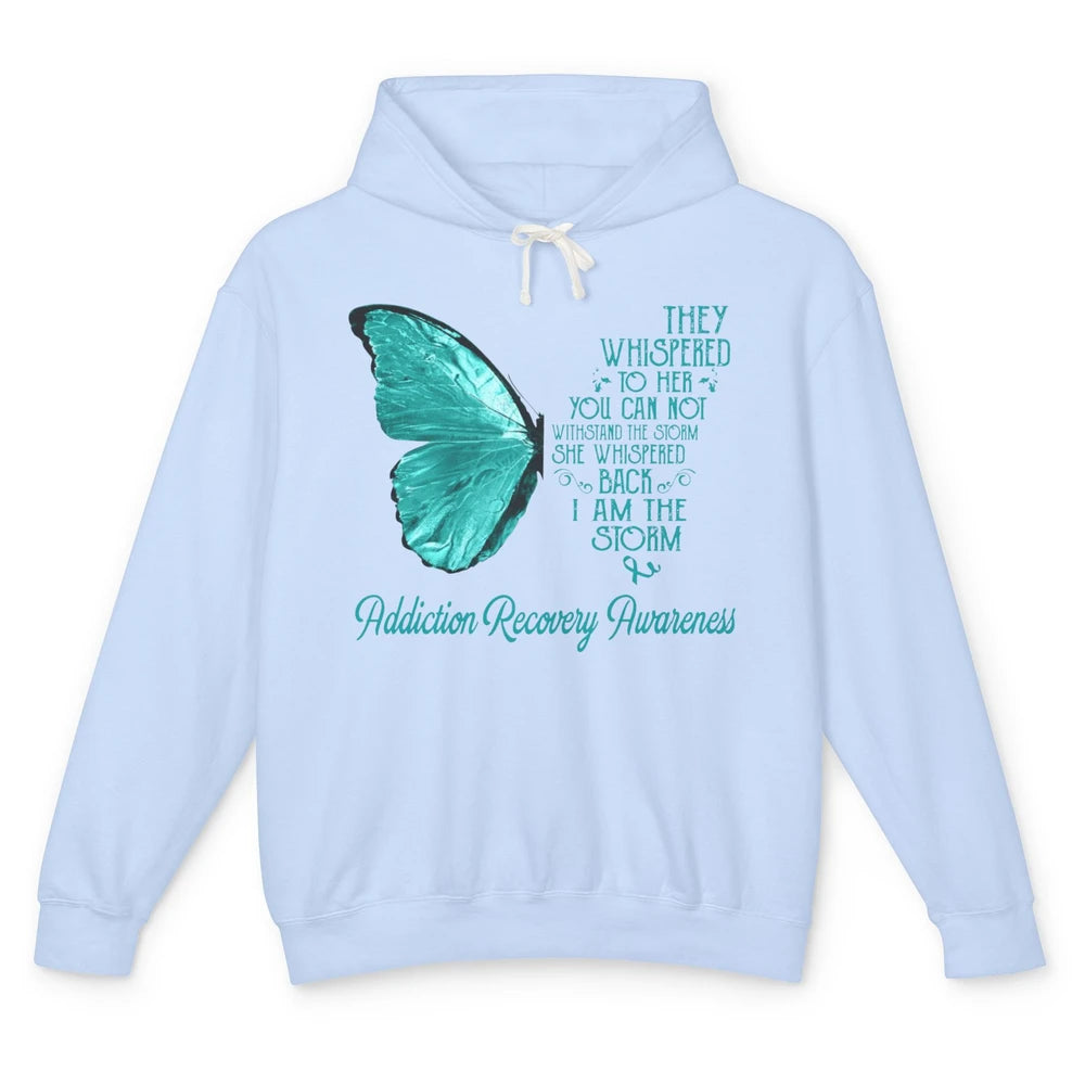 Addiction Recovery Awareness Ribbon Butterfly I'm The Storm Unisex Lightweight Hoodie