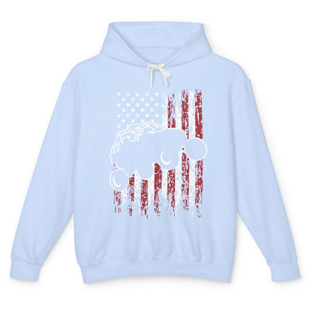 US Flag ATV Side By Side Rider UTV July 4th Racing Patriotic Unisex Lightweight Hoodie